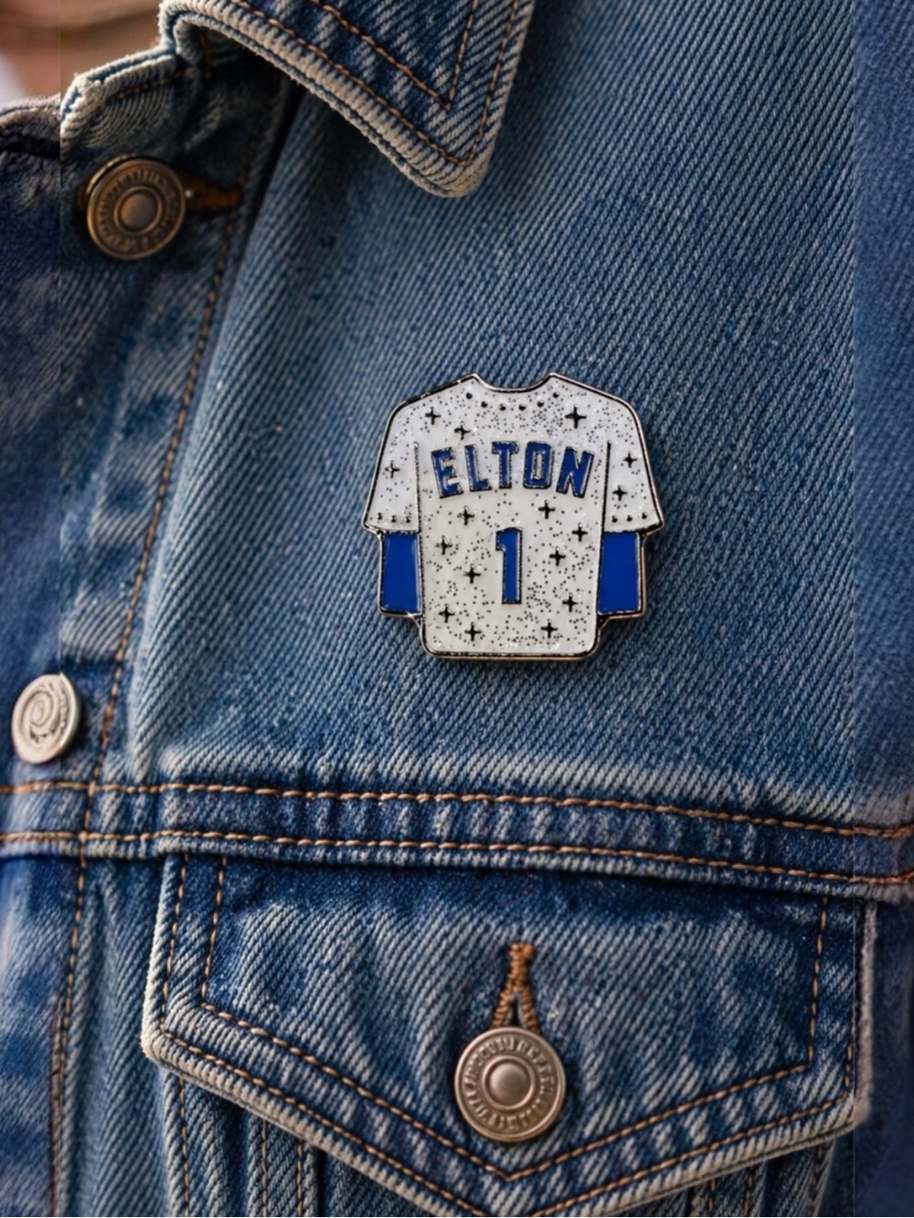 Elton John Dodger Stadium #1 Jersey Glitter Enamel Pin NEW